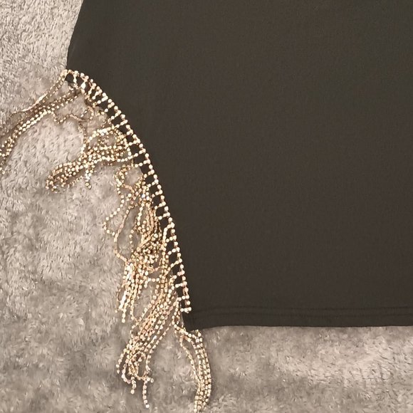 Black Rhinestone Fringe Mini Dress | Spaghetti Strap Night Out Style - Picture 5 of 8